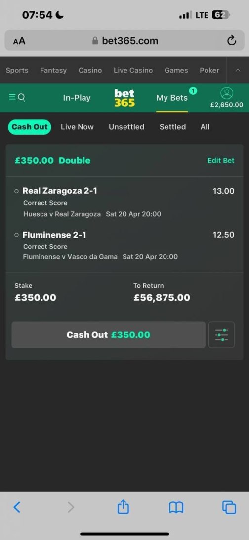 bet365 BET PLACED